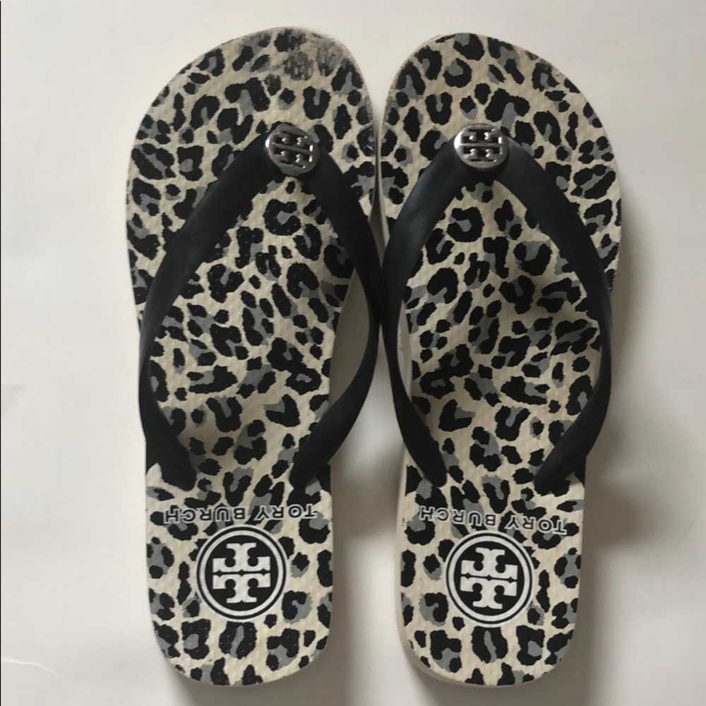 Tory Burch Leopard Flip Flops